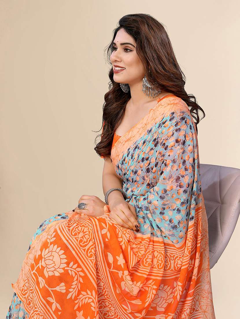 women printed casual wear saree with blouse - 22049419 -  Standard Image - 2
