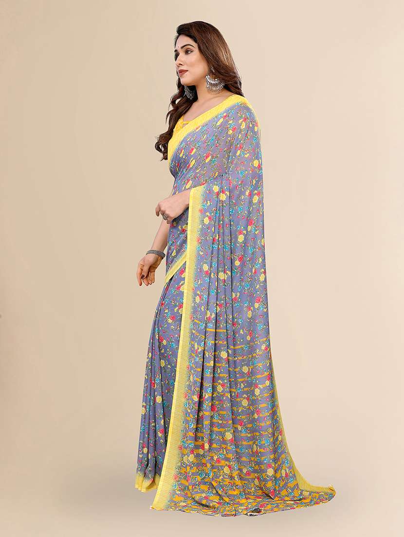 women printed casual wear saree with blouse - 22049422 -  Standard Image - 2