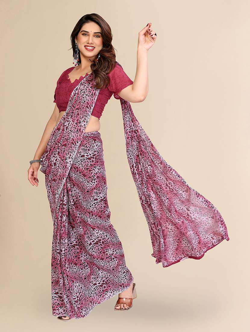 women printed casual wear saree with blouse - 22049425 -  Standard Image - 2