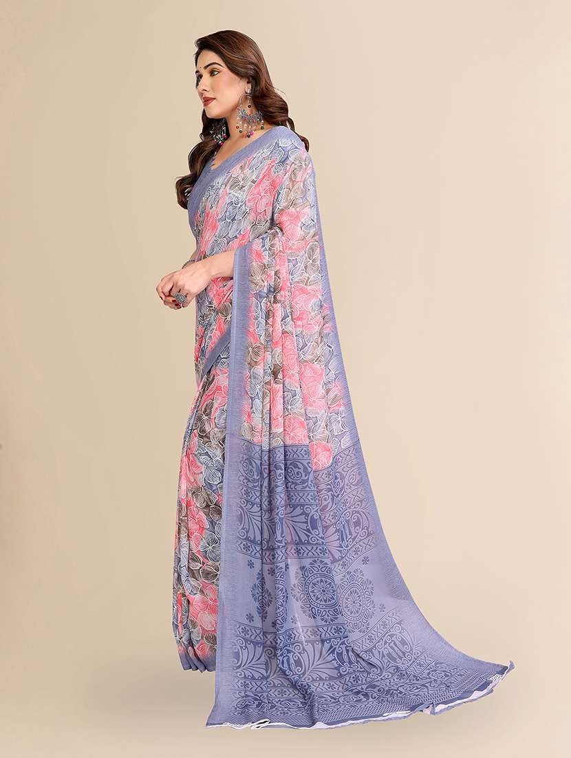women printed casual wear saree with blouse - 22049429 -  Standard Image - 2