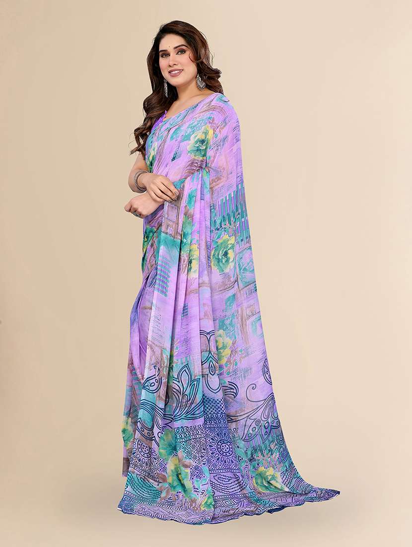 women printed casual wear saree with blouse - 22049432 -  Standard Image - 2