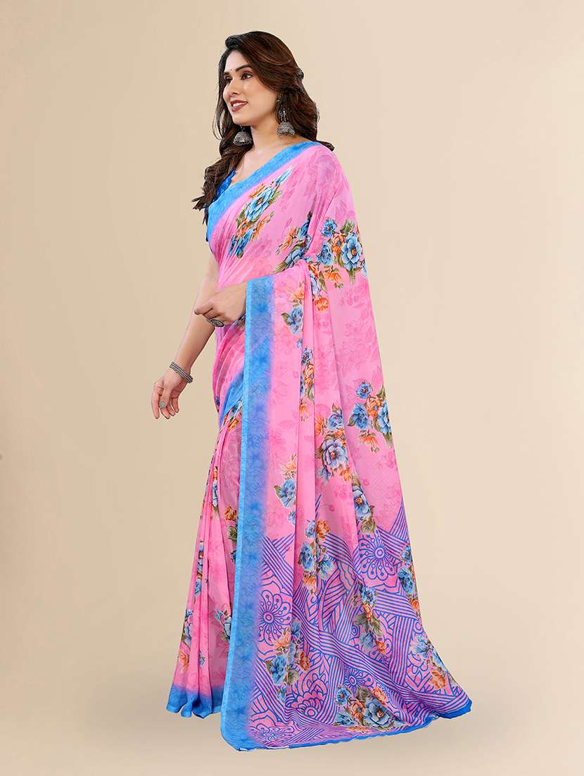 women printed casual wear saree with blouse - 22049449 -  Standard Image - 2