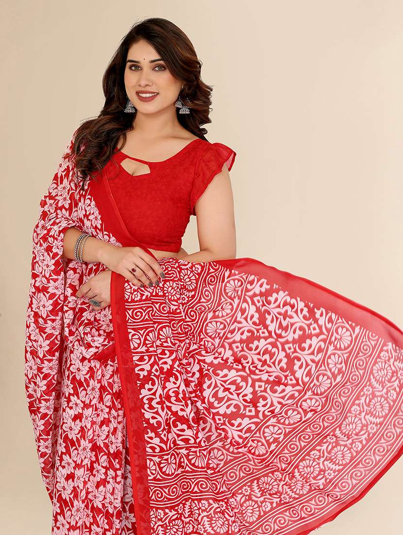 women printed casual wear saree with blouse - 22049455 -  Standard Image - 2