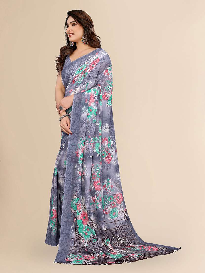 women printed casual wear saree with blouse - 22049479 -  Standard Image - 2