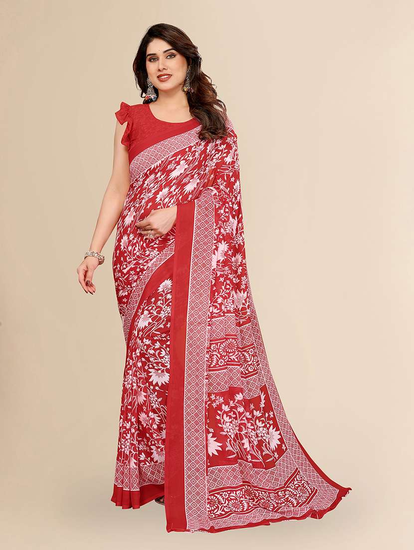 women printed casual wear saree with blouse