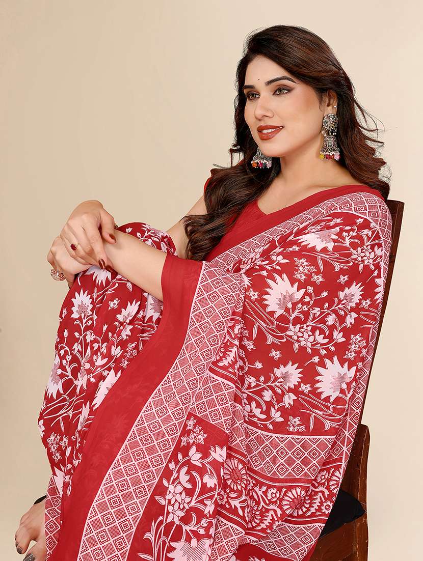 women printed casual wear saree with blouse - 22049495 -  Standard Image - 2