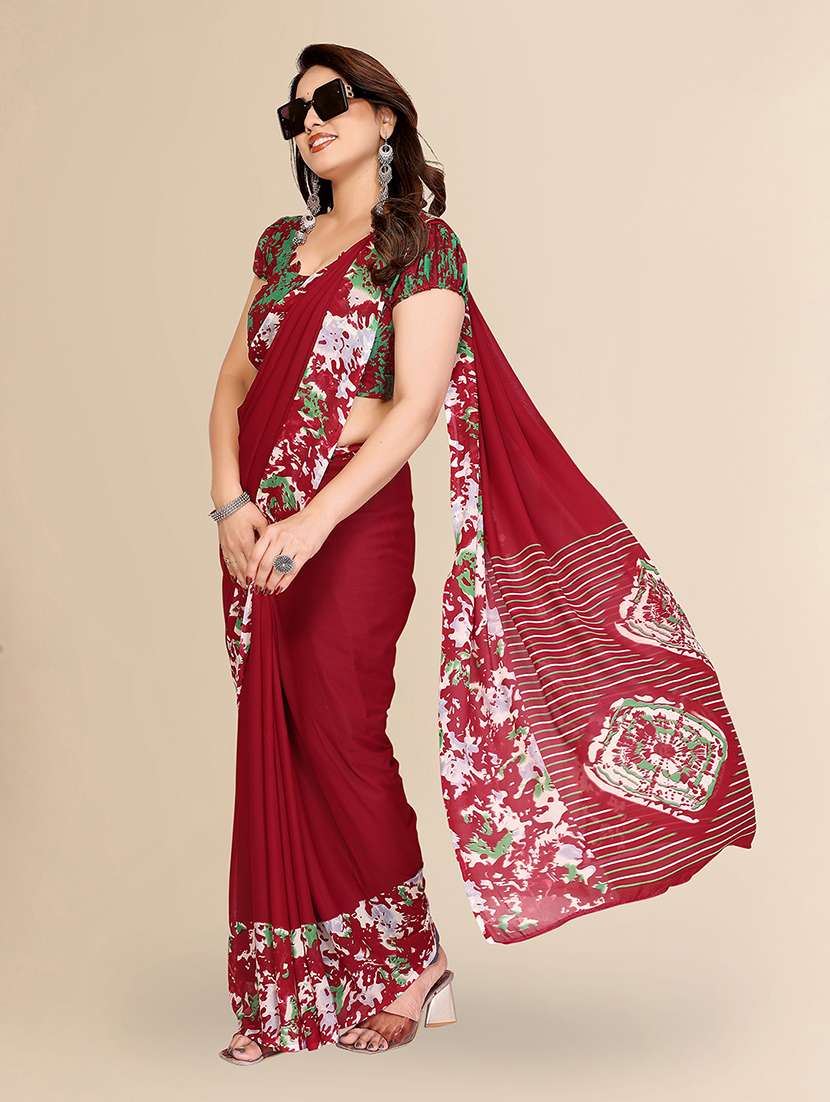 women printed casual wear saree with blouse - 22049500 -  Standard Image - 2