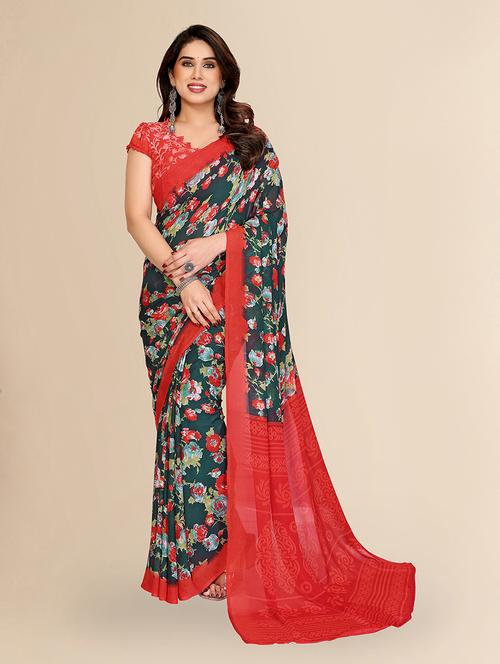 women printed casual wear saree with blouse - 22049506 - Standard Image - 0