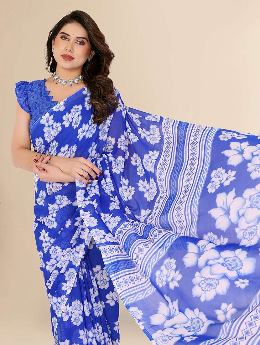 women printed casual wear saree with blouse - 22049507 -  Standard Image - 2