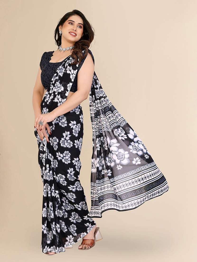 women printed casual wear saree with blouse - 22049512 -  Standard Image - 2