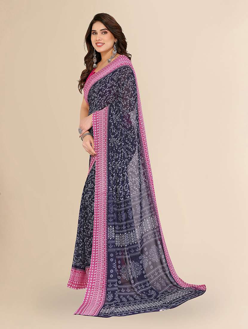 women printed casual wear saree with blouse - 22049515 -  Standard Image - 2