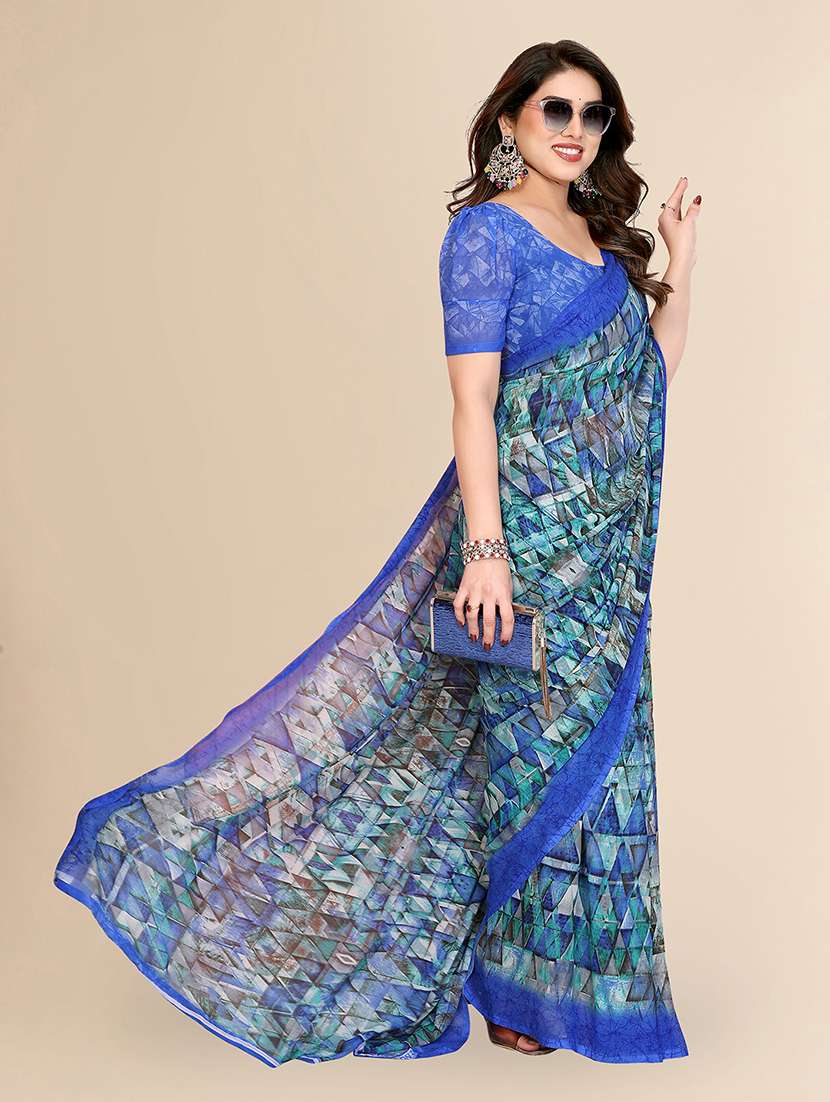 women printed casual wear saree with blouse - 22049523 -  Standard Image - 2