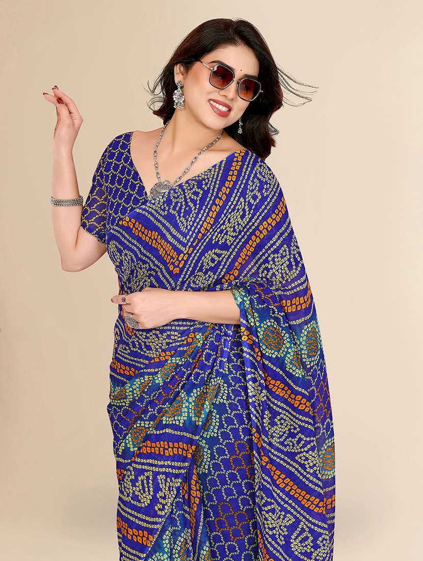 women printed casual wear saree with blouse - 22049529 -  Standard Image - 2
