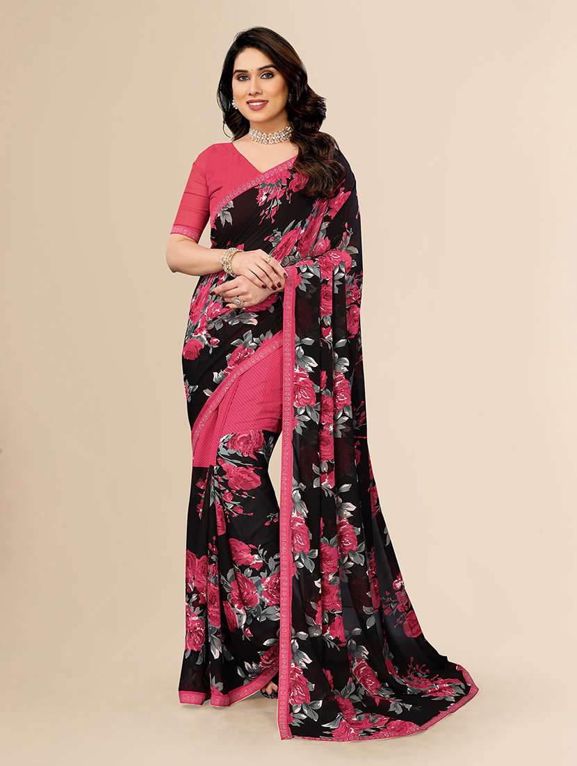 women printed casual wear saree with blouse