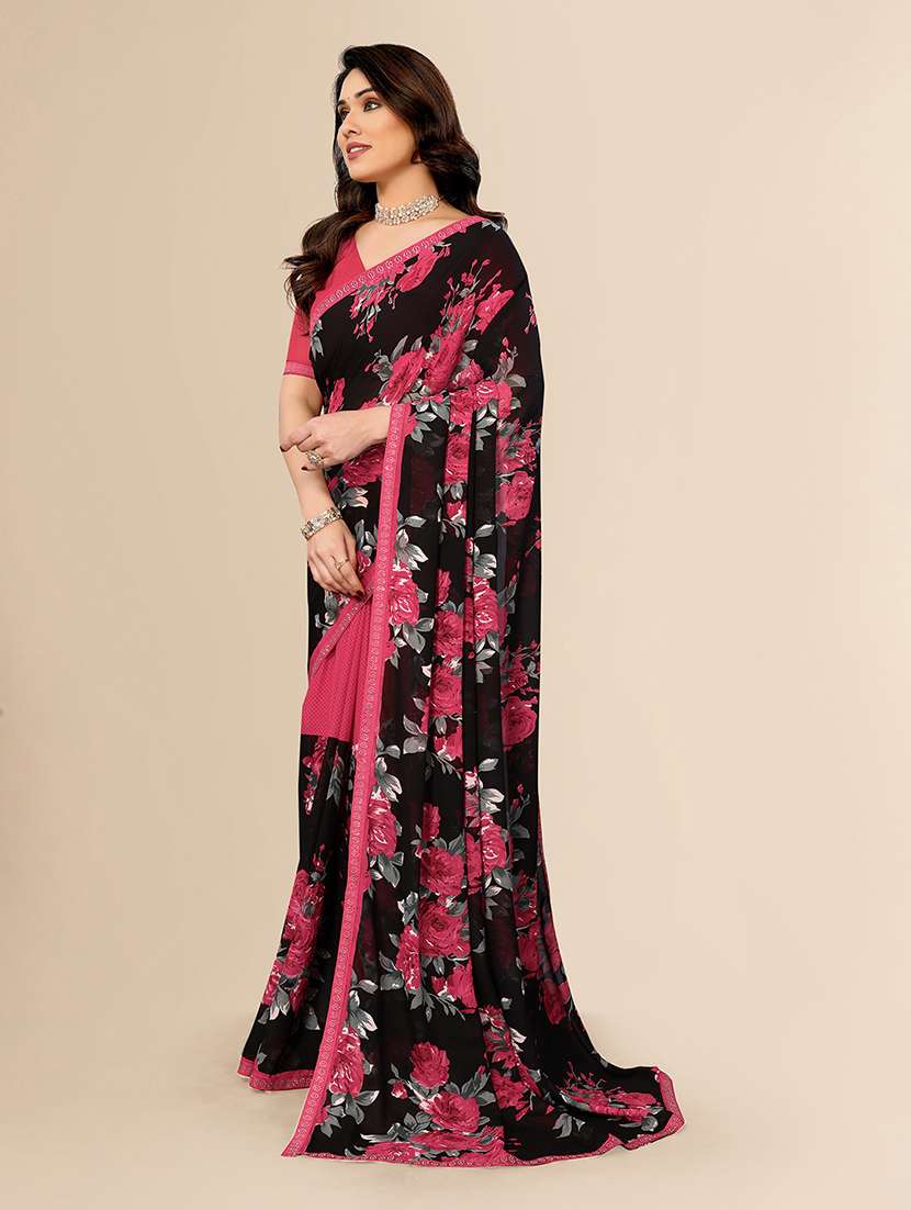women printed casual wear saree with blouse - 22049552 -  Standard Image - 2