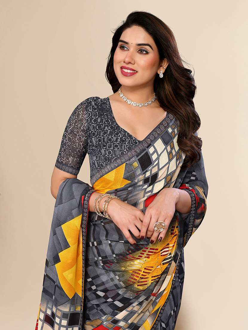 women printed casual wear saree with blouse - 22049557 - Standard Image - 2