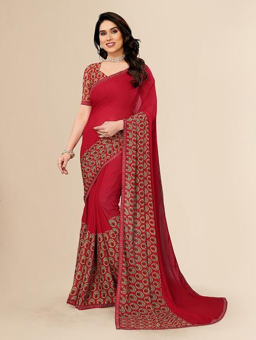 women printed casual wear saree with blouse - 22049561 - Standard Image - 0