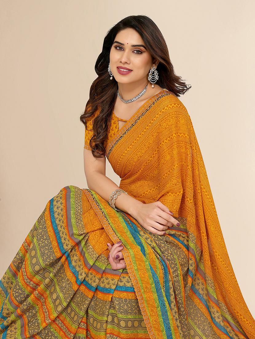 women printed casual wear saree with blouse - 22049578 - Standard Image - 2