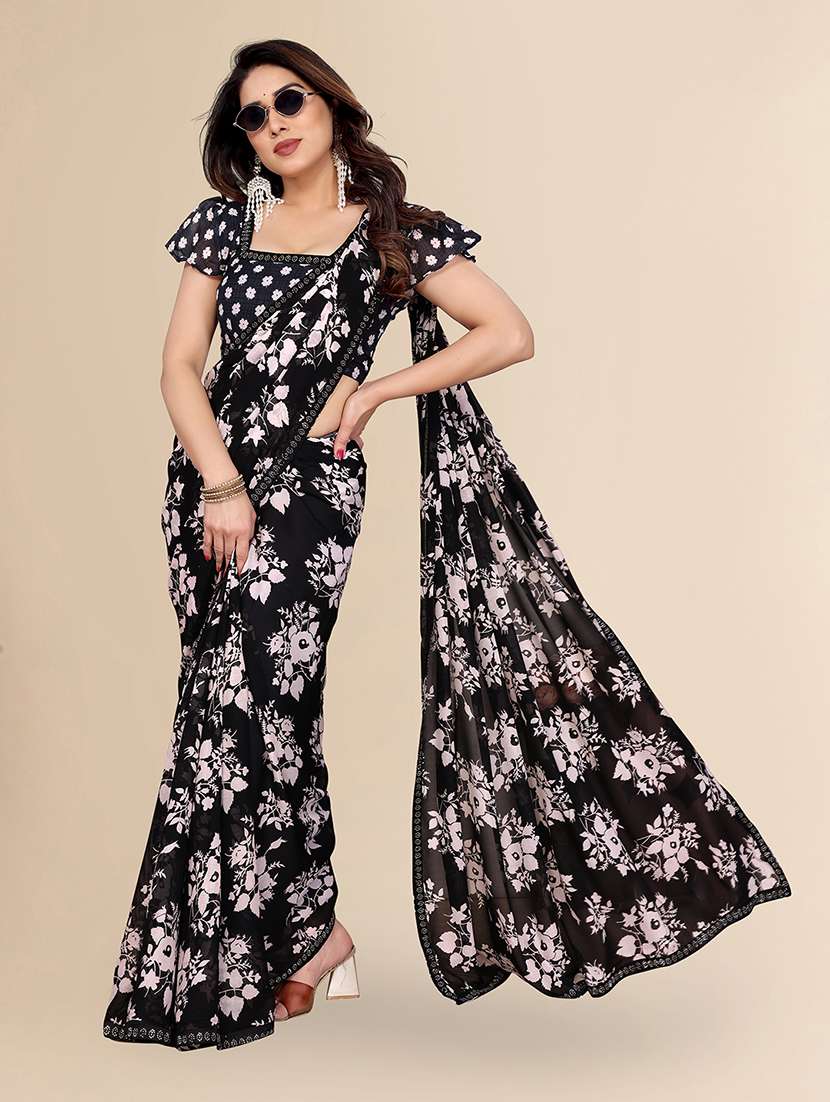women printed casual wear saree with blouse - 22049592 - Standard Image - 2