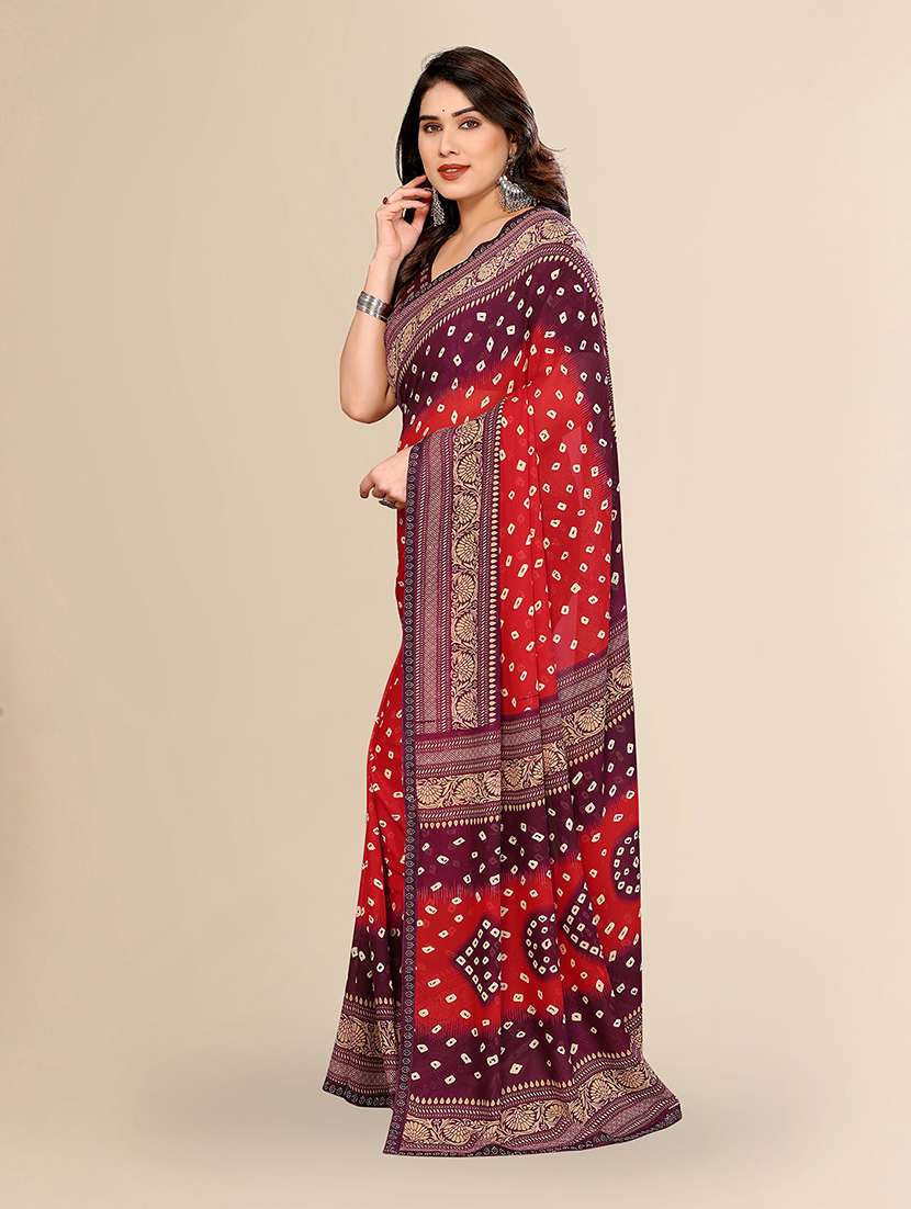 women printed casual wear saree with blouse - 22049596 -  Standard Image - 2