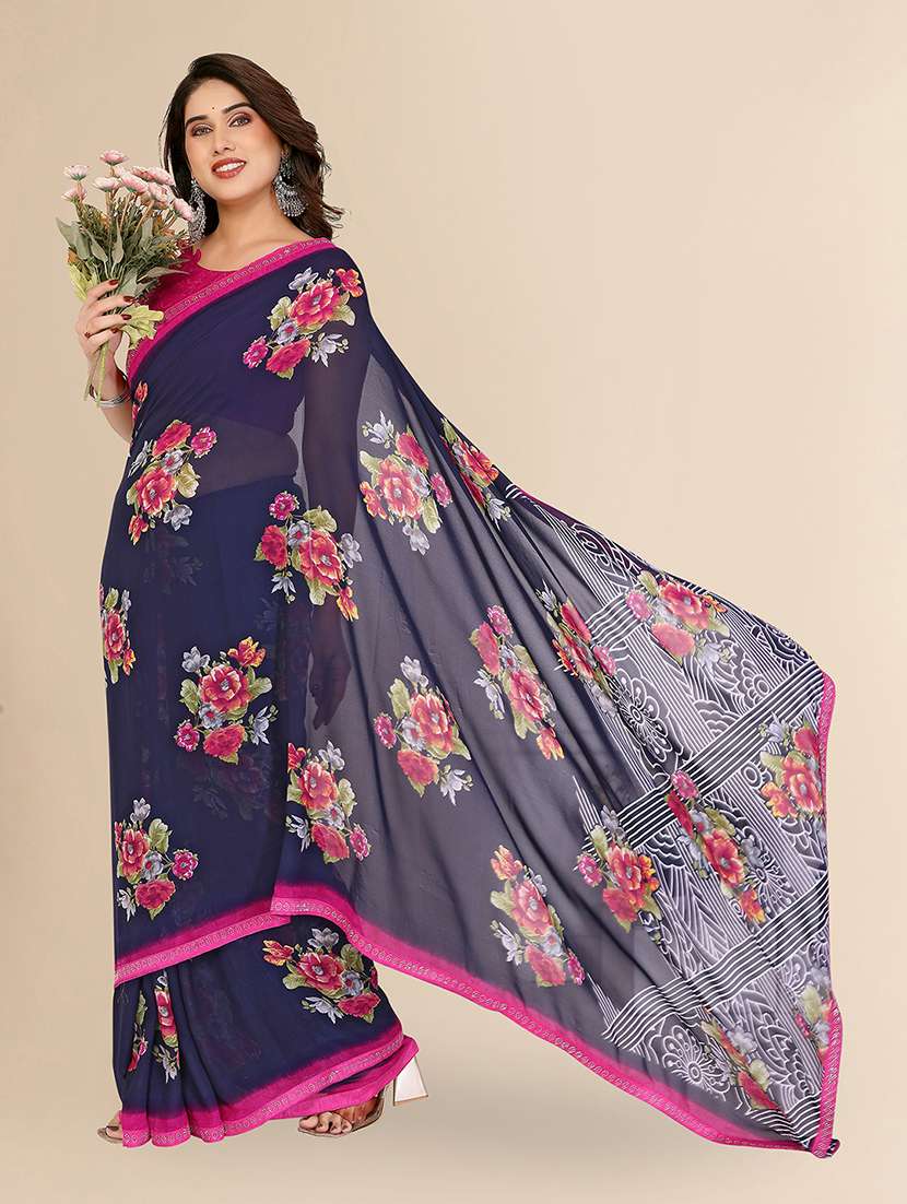 women printed casual wear saree with blouse - 22049607 -  Standard Image - 2