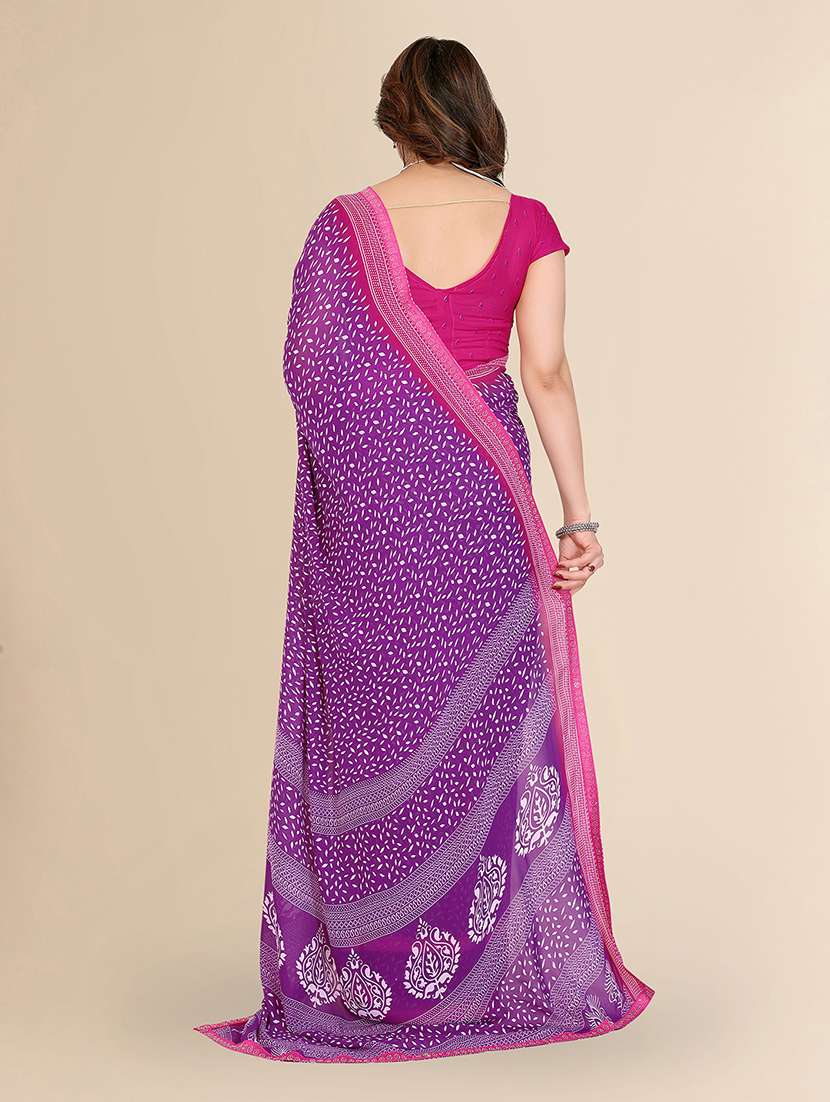 women printed casual wear saree with blouse - 22049614 -  Standard Image - 2
