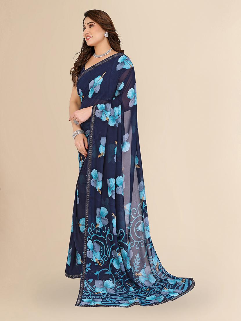 women printed casual wear saree with blouse - 22049615 - Standard Image - 2