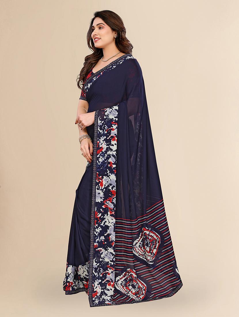 women printed casual wear saree with blouse - 22049623 - Standard Image - 2