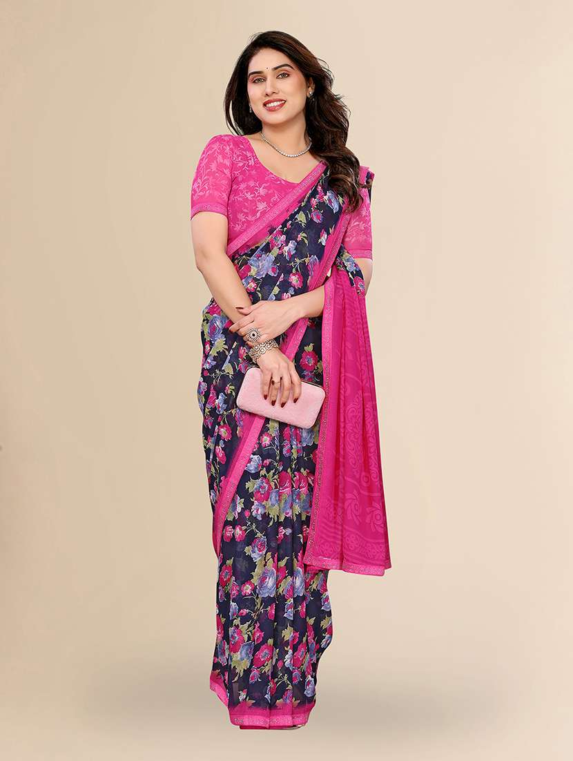 women printed casual wear saree with blouse - 22049627 -  Standard Image - 2