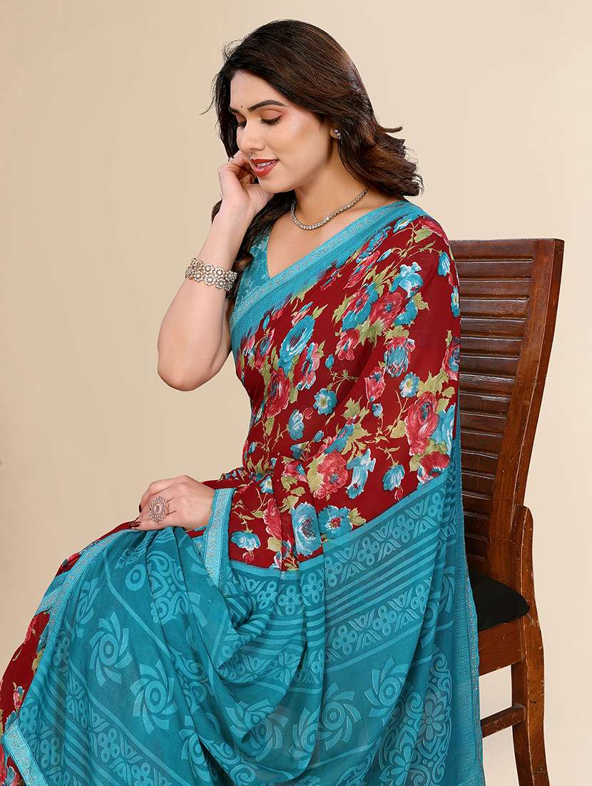 women printed casual wear saree with blouse - 22049628 -  Standard Image - 2