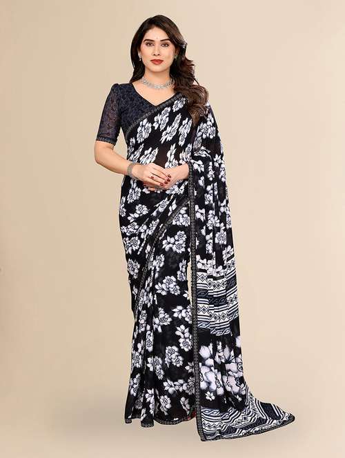 women printed casual wear saree with blouse - 22049636 -  Standard Image - 0