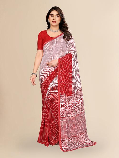 women printed casual wear saree with blouse - 22049639 -  Standard Image - 0