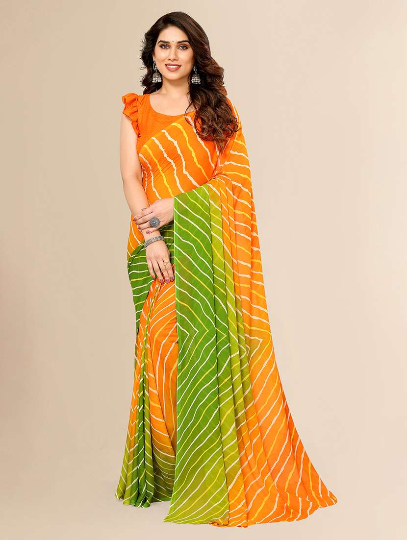 women printed casual wear saree with blouse