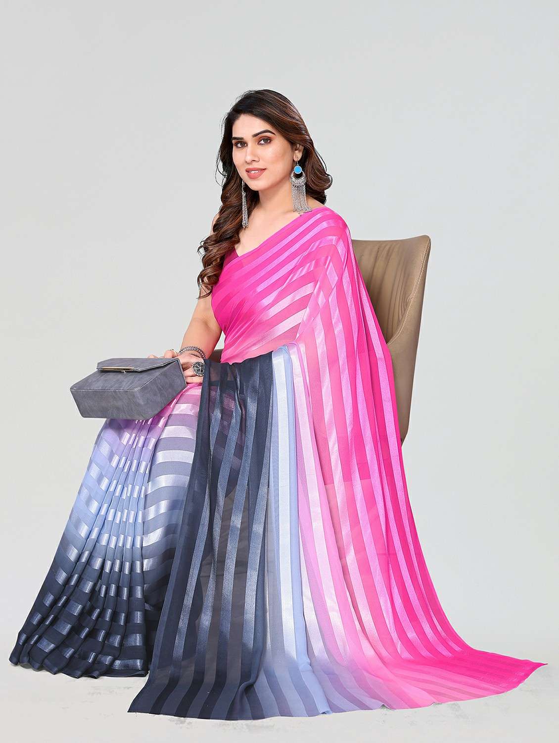 women ombre printed saree with blouse - 22050178 -  Standard Image - 2