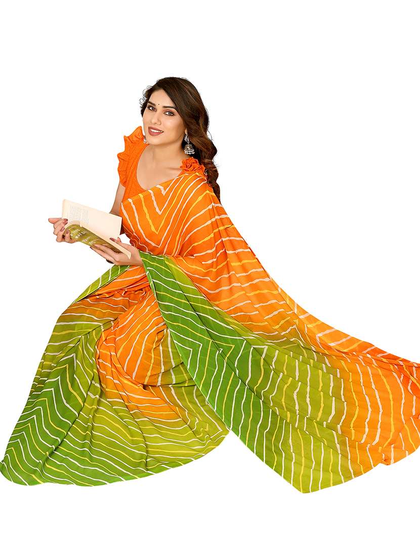 women printed casual wear saree with blouse - 22050196 -  Standard Image - 2