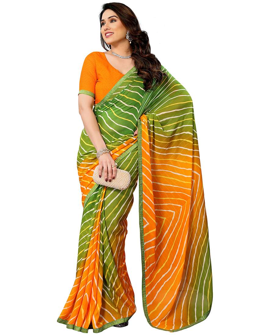 women printed casual wear saree with blouse - 22050219 -  Standard Image - 2