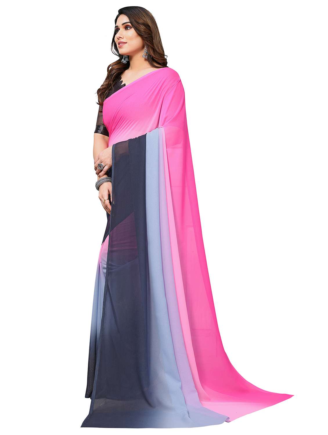 women ombre printed saree with blouse - 22050223 -  Standard Image - 2