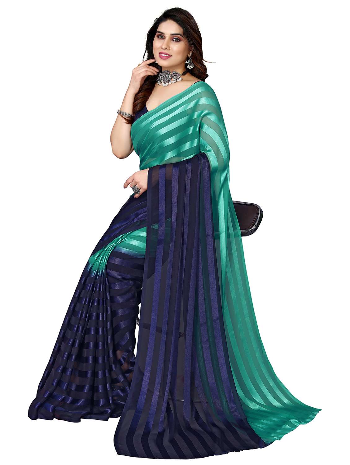women ombre printed saree with blouse - 22050236 -  Standard Image - 2