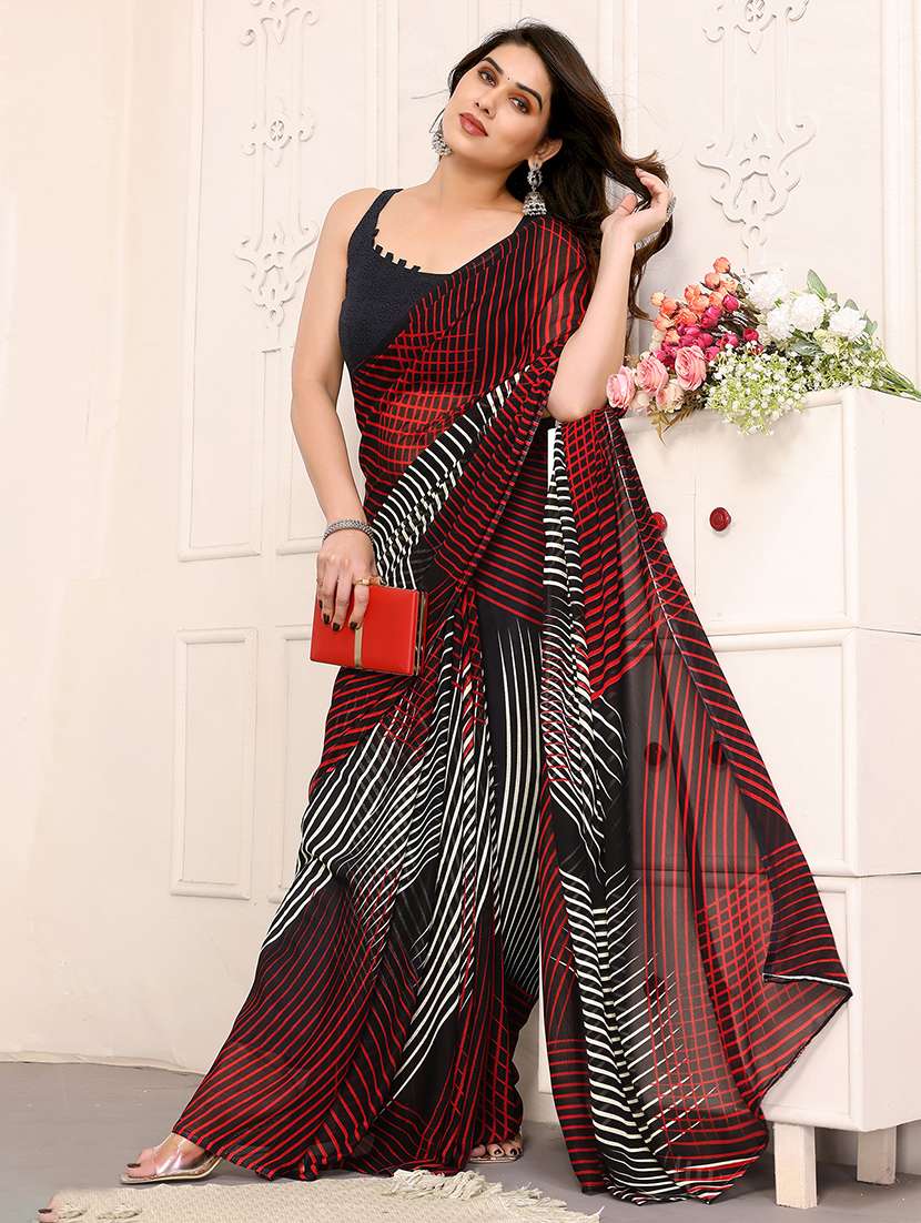 women printed casual wear saree with blouse - 22050262 -  Standard Image - 2
