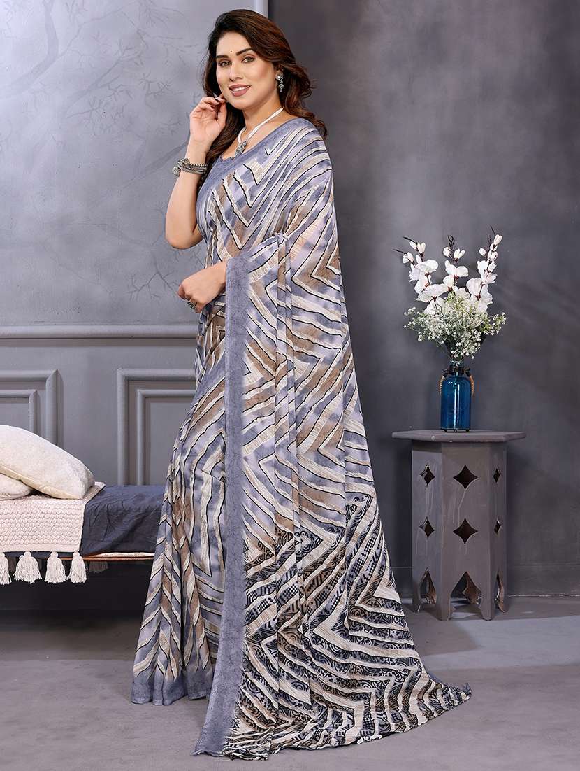 women printed casual wear saree with blouse - 22050281 -  Standard Image - 2