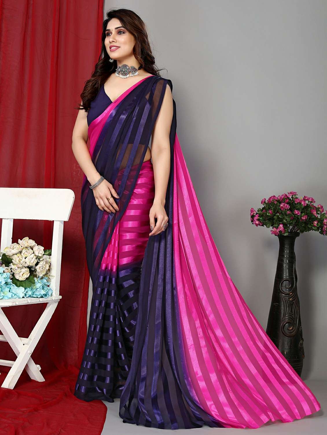 women ombre printed saree with blouse - 22050306 -  Standard Image - 2