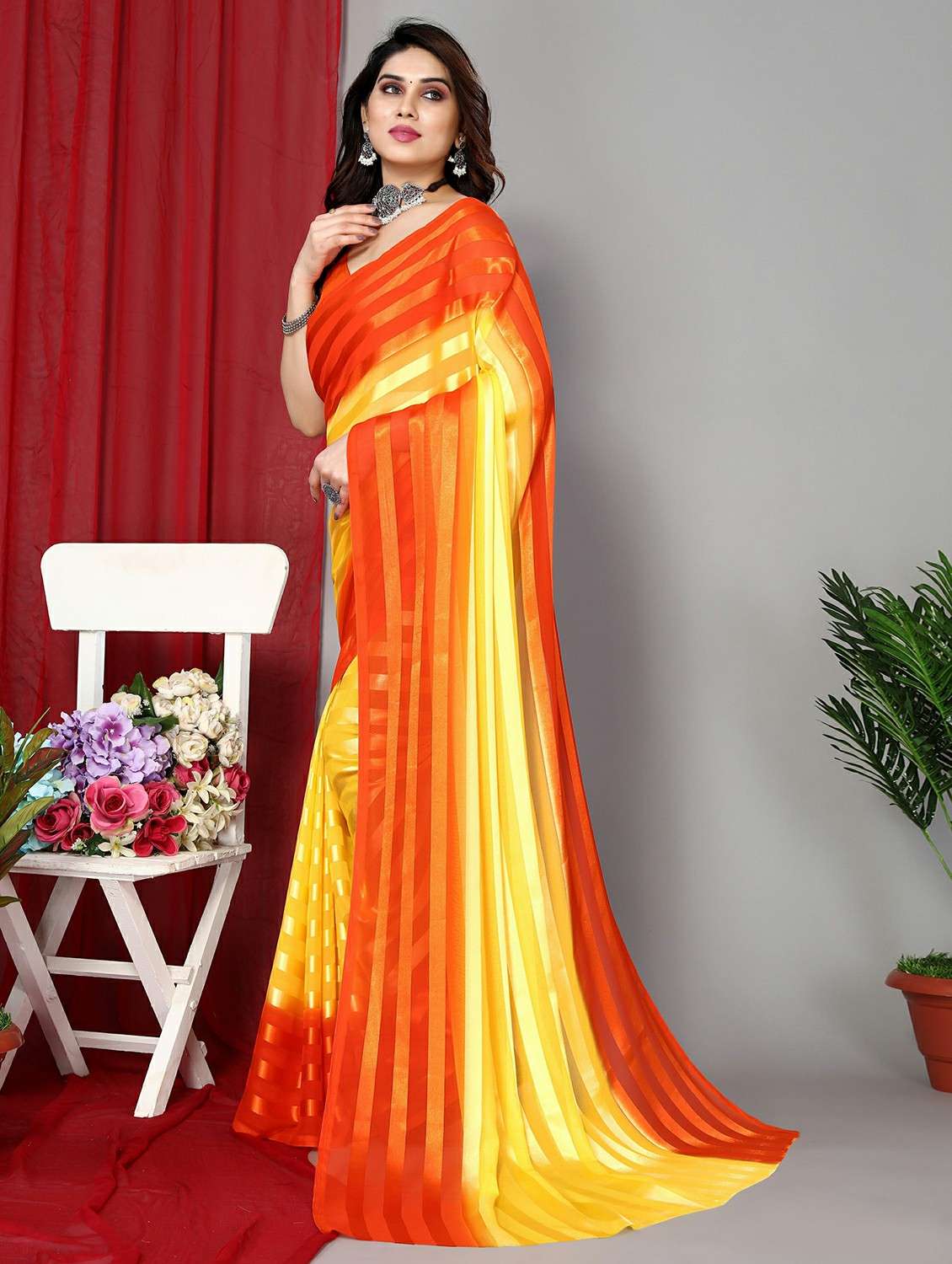 women ombre printed saree with blouse - 22050309 -  Standard Image - 2