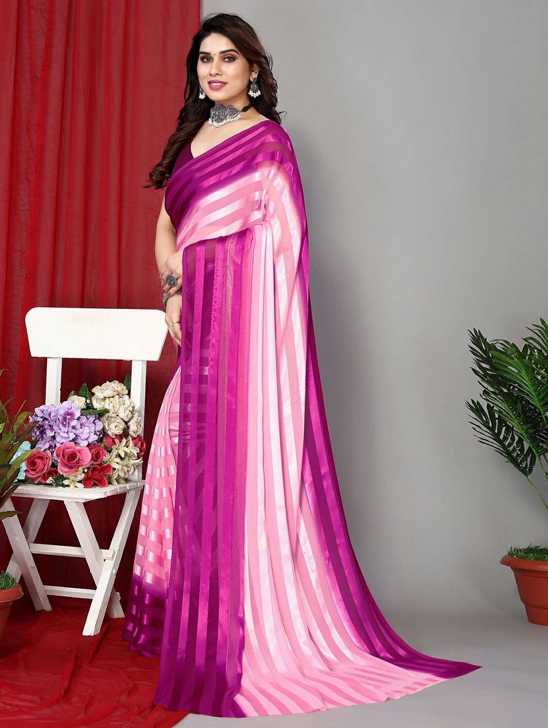 women ombre printed saree with blouse - 22050310 -  Standard Image - 2