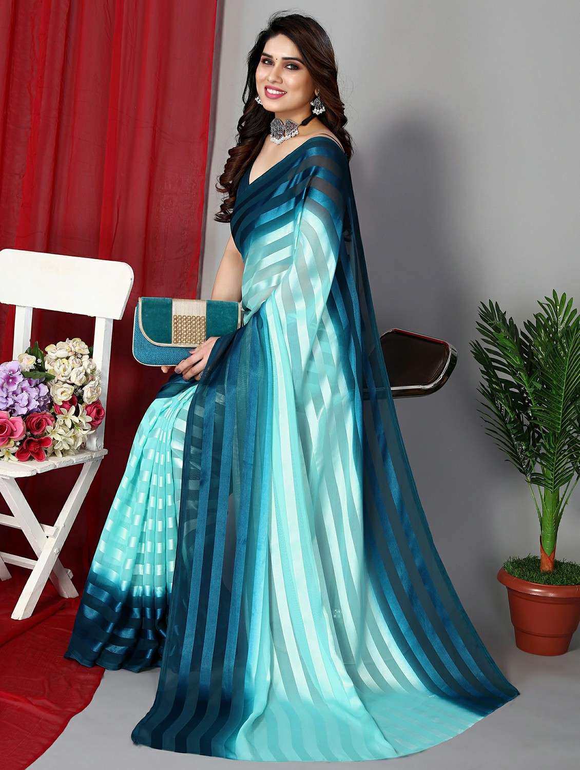 Women Ombre Printed Saree With Blouse - 22050311 -  Standard Image - 2