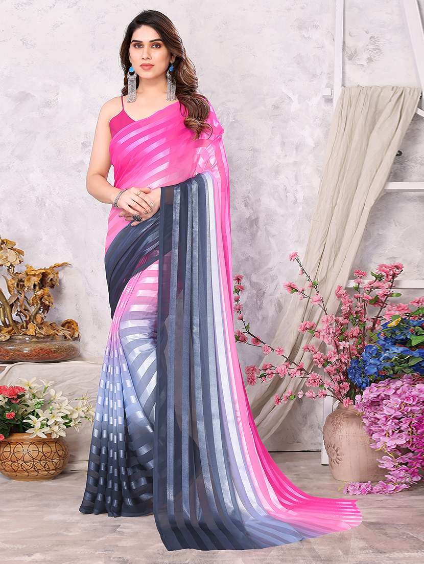 women ombre printed saree with blouse