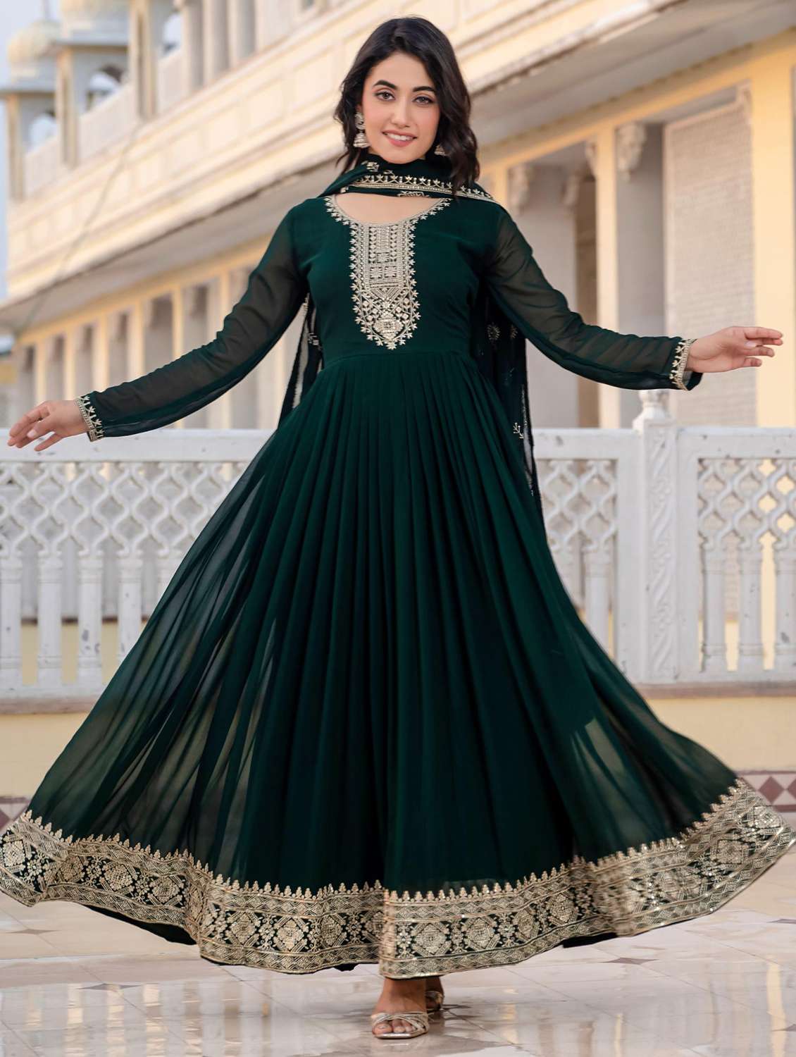 women embroidered long sleeve kurta dupatta set - 22051753 - Standard Image - 2