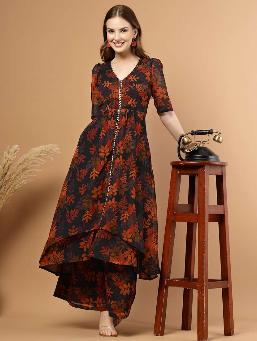 women floral print short sleeve ethnic co-ord set