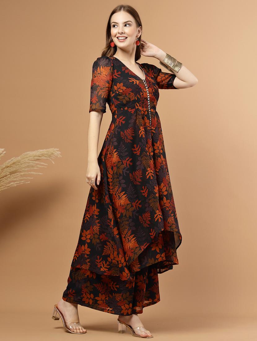 women floral print short sleeve ethnic co-ord set - 22051871 - Standard Image - 2