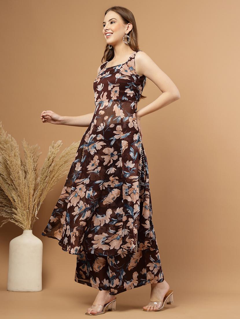women floral print sleeveless ethnic co-ord set - 22051874 - Standard Image - 2