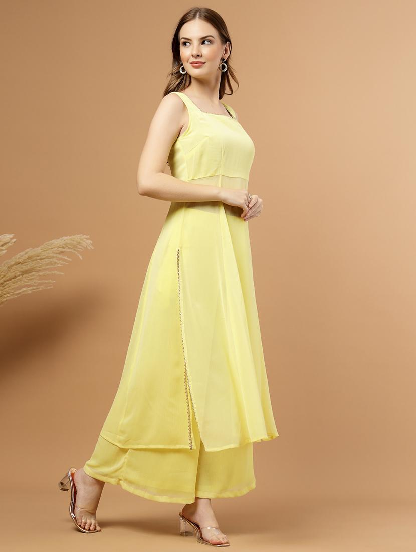 women solid sleeveless ethnic co-ord set - 22051876 - Standard Image - 2